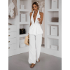 Bílý elegantní kalhotový dlouhý komplet OLENIRI