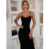 Černé dlouhé šaty SLOMYX se špagetovými ramínky