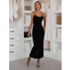 Černé dlouhé šaty SLOMYX se špagetovými ramínky