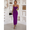 Fialové dlouhé šaty SLOMYX se špagetovými ramínky