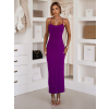 Fialové dlouhé šaty SLOMYX se špagetovými ramínky