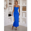 Modré dlouhé šaty SLOMYX se špagetovými ramínky