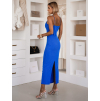 Modré dlouhé šaty SLOMYX se špagetovými ramínky