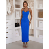 Modré dlouhé šaty SLOMYX se špagetovými ramínky