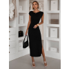 Černé elegantní přiléhavé šaty SENIRA s rozparkem