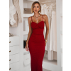 Červené dlouhé šaty SERELISSE na ramínka
