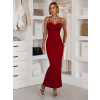 Červené dlouhé šaty SERELISSE na ramínka
