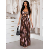 Hnědé elegantní letní dlouhé šaty SOLITA