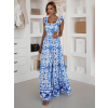 Modré dlouhé lehké letní šaty MODORO s průstřihy