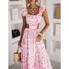 Růžové dlouhé lehké letní šaty MODORO s průstřihy