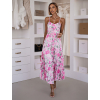Růžové dlouhé květinové letní šaty BURNOS
