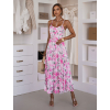 Růžové dlouhé květinové letní šaty BURNOS