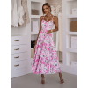 Růžové dlouhé květinové letní šaty BURNOS
