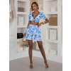 Modrý letní komplet VALTIA se sukní a volánky