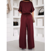 Vínové široké saténové kalhoty PULSINA