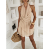 Béžové letní mini šaty MINORY s výstřihem
