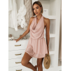 Starorůžové letní mini šaty MINORY s výstřihem