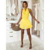 Žluté letní mini šaty MINORY s výstřihem