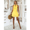 Žluté letní mini šaty MINORY s výstřihem