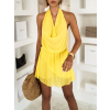 Žluté letní mini šaty MINORY s výstřihem