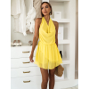 Žluté letní mini šaty MINORY s výstřihem