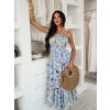 Bílomodré dlouhé maxi šaty FELUNE