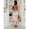 Krémové květinové letní dlouhé maxi šaty FELUNE