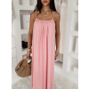 Růžové maxi dlouhé šaty JUNELL