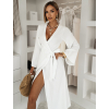 Bílé zavinovací mušelínové šaty CRUXA s dlouhým rukávem