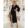 Černé mušelínové zavinovací šaty CRUXA s dlouhým rukávem