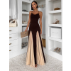 Hnědé maxi dlouhé elegantní šaty DRELVIK