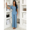 Modrý elegantní kalhotový komplet LORINA