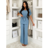 Modrý elegantní kalhotový komplet LORINA