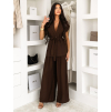 Tmavě hnědé široké volné kalhoty ALONZA