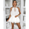 Bílé krátké šaty QUIREEN s vázáním kolem krku