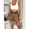 Hnědé krátké balonové kraťasy LUREON
