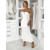 Bílé dlouhé maxi šaty SHEVIBE bez ramínek