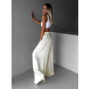 Vanilkové široké volné dlouhé kalhoty OLVIRA