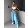 Tyrkysové široké volné dlouhé kalhoty OLVIRA