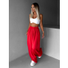 Červené široké volné dlouhé kalhoty OLVIRA