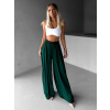Smaragdové široké volné dlouhé kalhoty OLVIRA