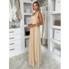 Béžové společenské tylové variabilní šaty OBSIYA s vlečkou