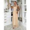 Béžové společenské tylové variabilní šaty OBSIYA s vlečkou