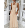 Béžové společenské tylové variabilní šaty OBSIYA s vlečkou