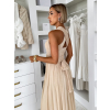 Béžové společenské tylové variabilní šaty OBSIYA s vlečkou