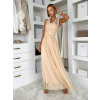 Béžové společenské tylové variabilní šaty OBSIYA s vlečkou