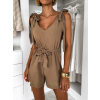 Hnědý elegantní letní krátký overal OTARAN