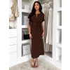 Hnědé lehké vypasované šaty NIRELA s vázáním