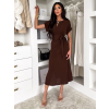 Hnědé lehké vypasované šaty NIRELA s vázáním