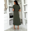 Khaki elegantní vypasované šaty NIRELA s vázáním